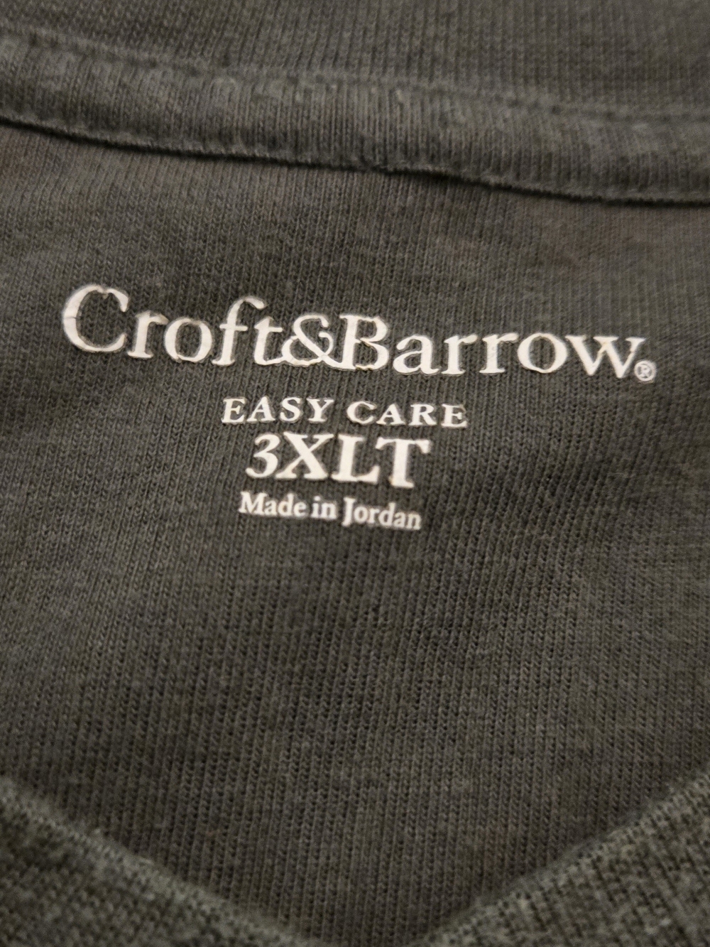 Croft & Barrow Men's Ribbed V-Neck Shirt 3XL Olive Green Short Sleeve - Picture 4 of 4